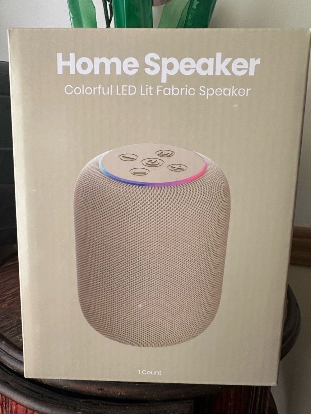 Home Speaker Colorful LED Lit Fabric Speaker - Beige